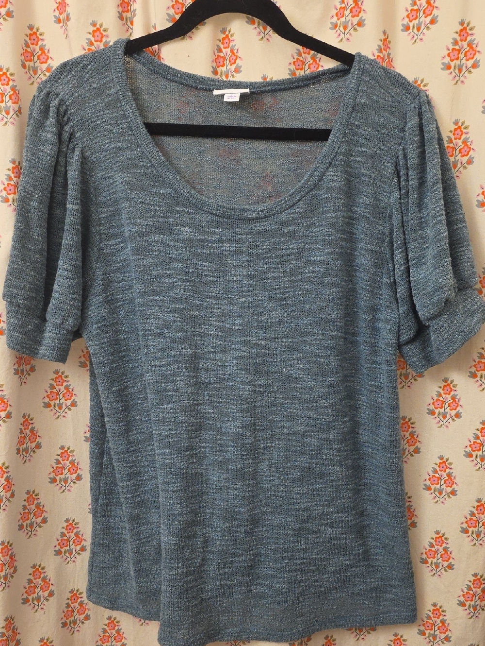 LuLaRoe Scoop Neck Short Sleeve Top - Heather Teal Blue